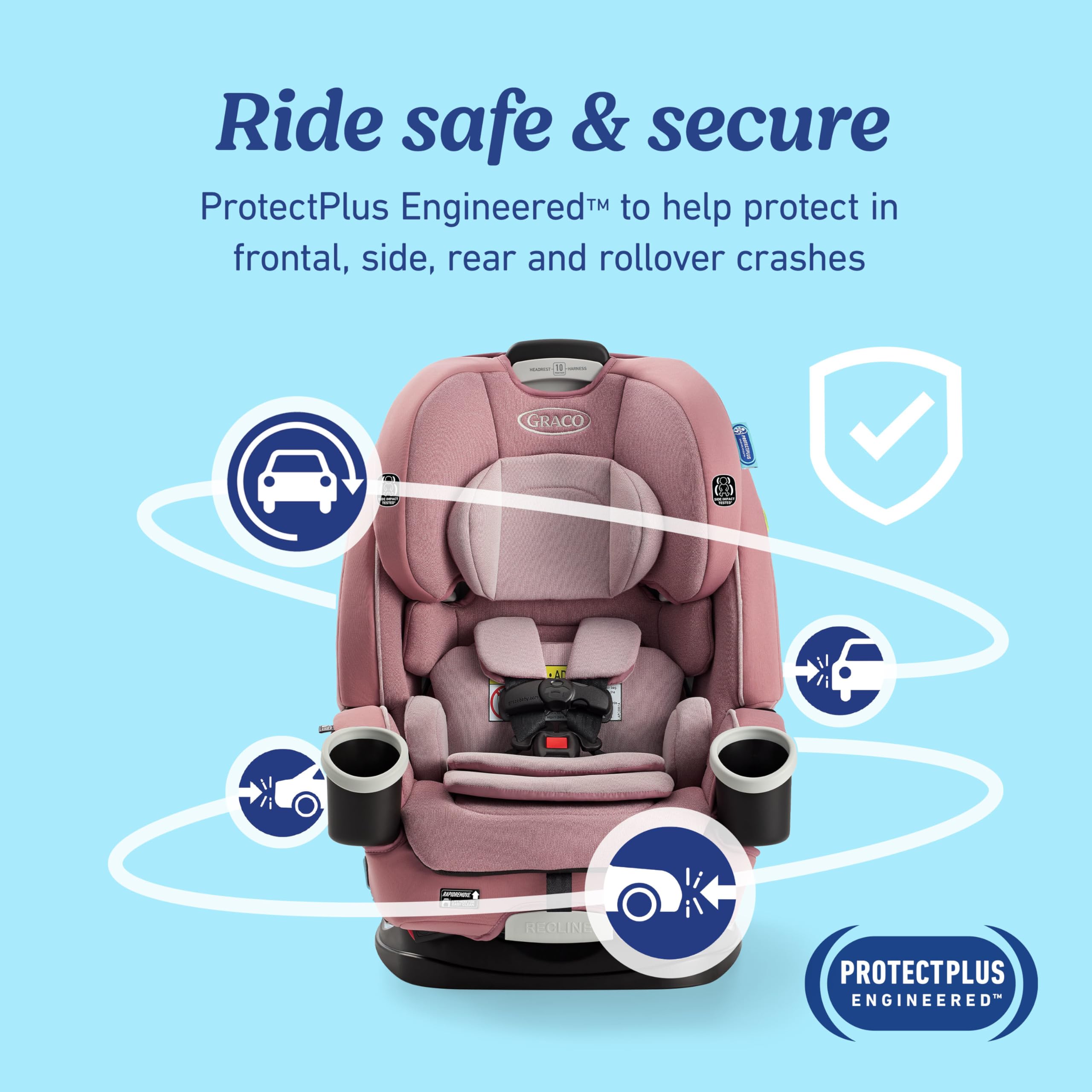 Graco 4Ever DLX 4-in-1 Car Seat, Charlie| Infant to Toddler Car Seat, with 10 Years of Use | Rear-Facing, Forward-Facing and Booster Modes | Safe, Comfortable and Convenient