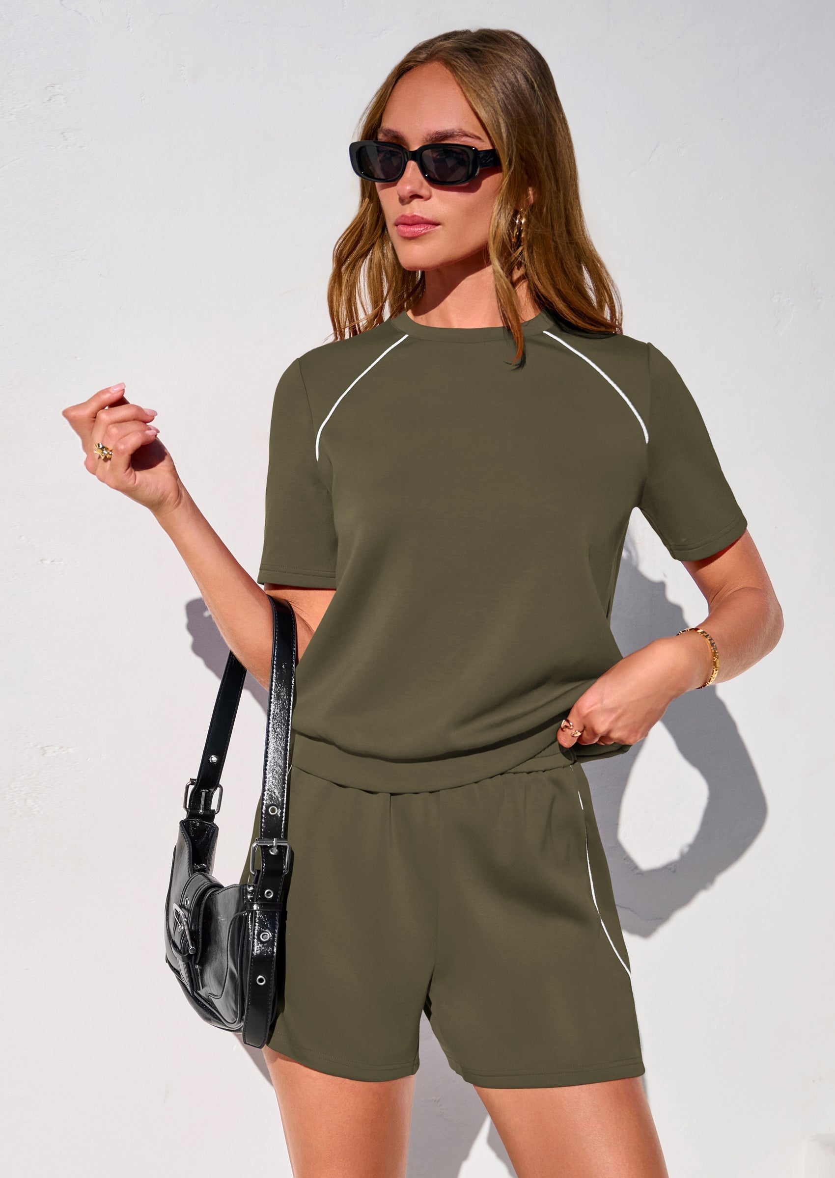 PRETTYGARDEN Sweatsuits Women 2 Piece Outfit Summer Lounge Shorts Sets Matching Spring Travel Beach Vacation Clothes
