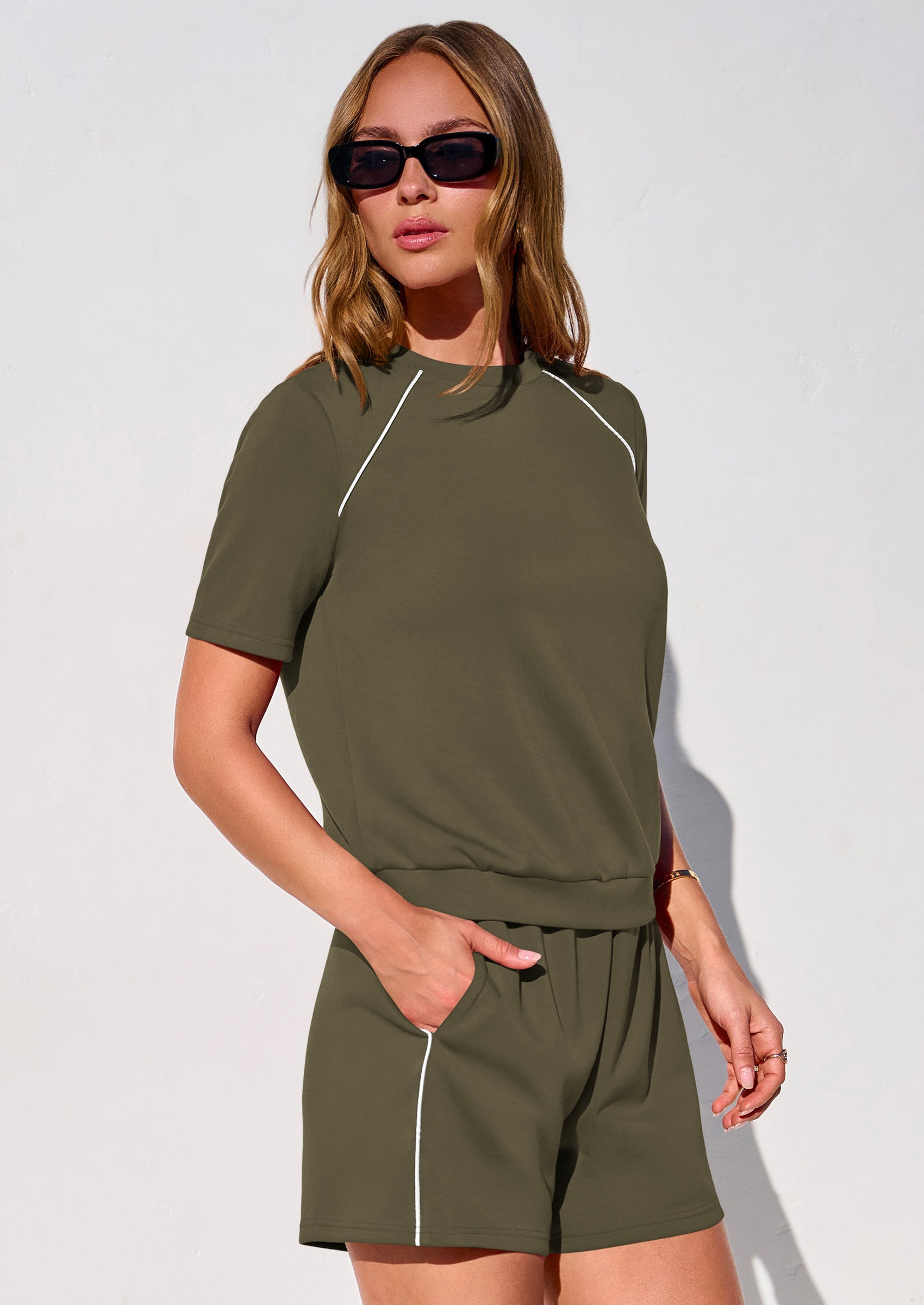PRETTYGARDEN Sweatsuits Women 2 Piece Outfit Summer Lounge Shorts Sets Matching Spring Travel Beach Vacation Clothes