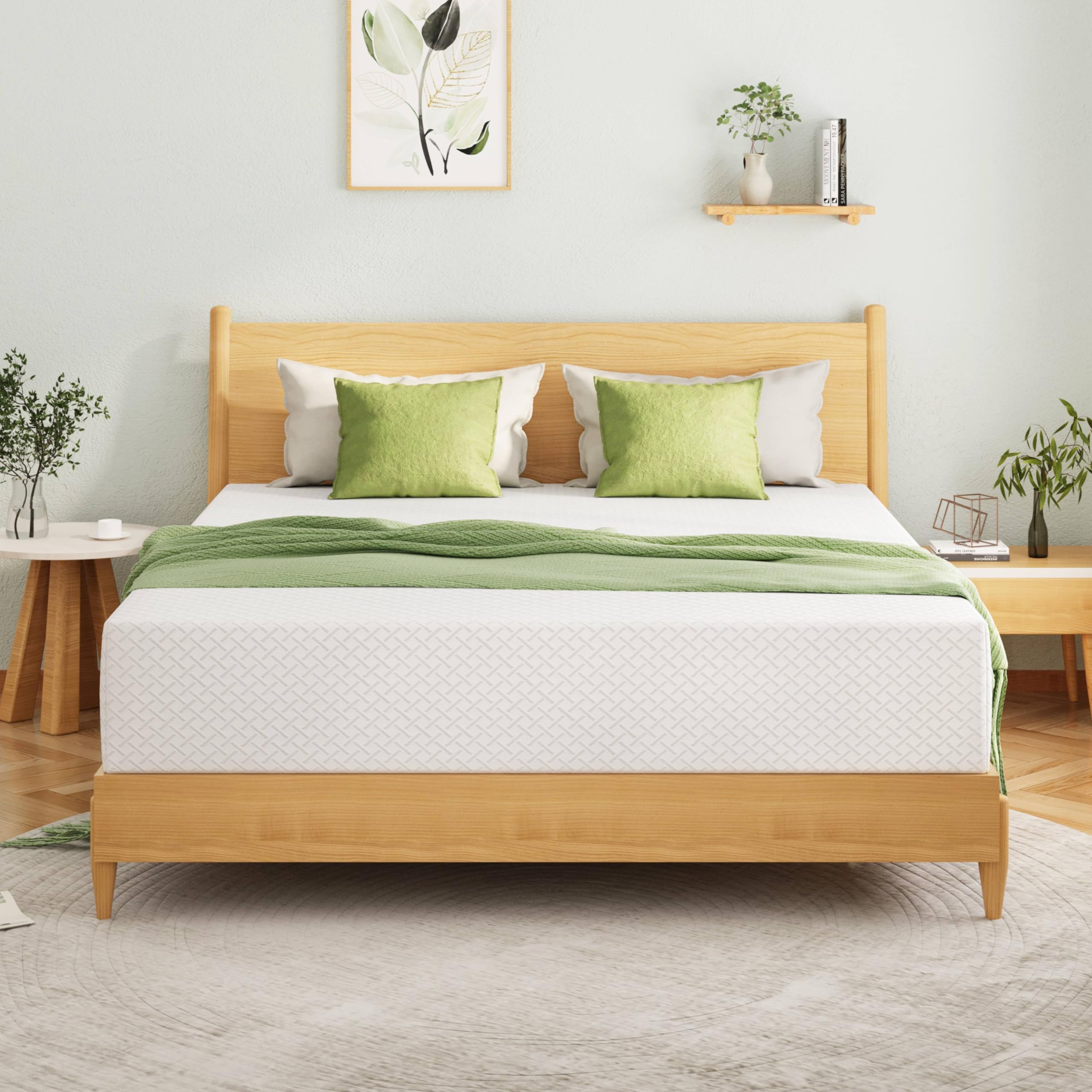 EGOHOME 14 Inch King Mattress, Memory Foam Mattress in a Box with Cooling Green Tea Gel, Relieve Pressure with Medium Support, CertiPUR-US Certified, 80''L x 76''W, White