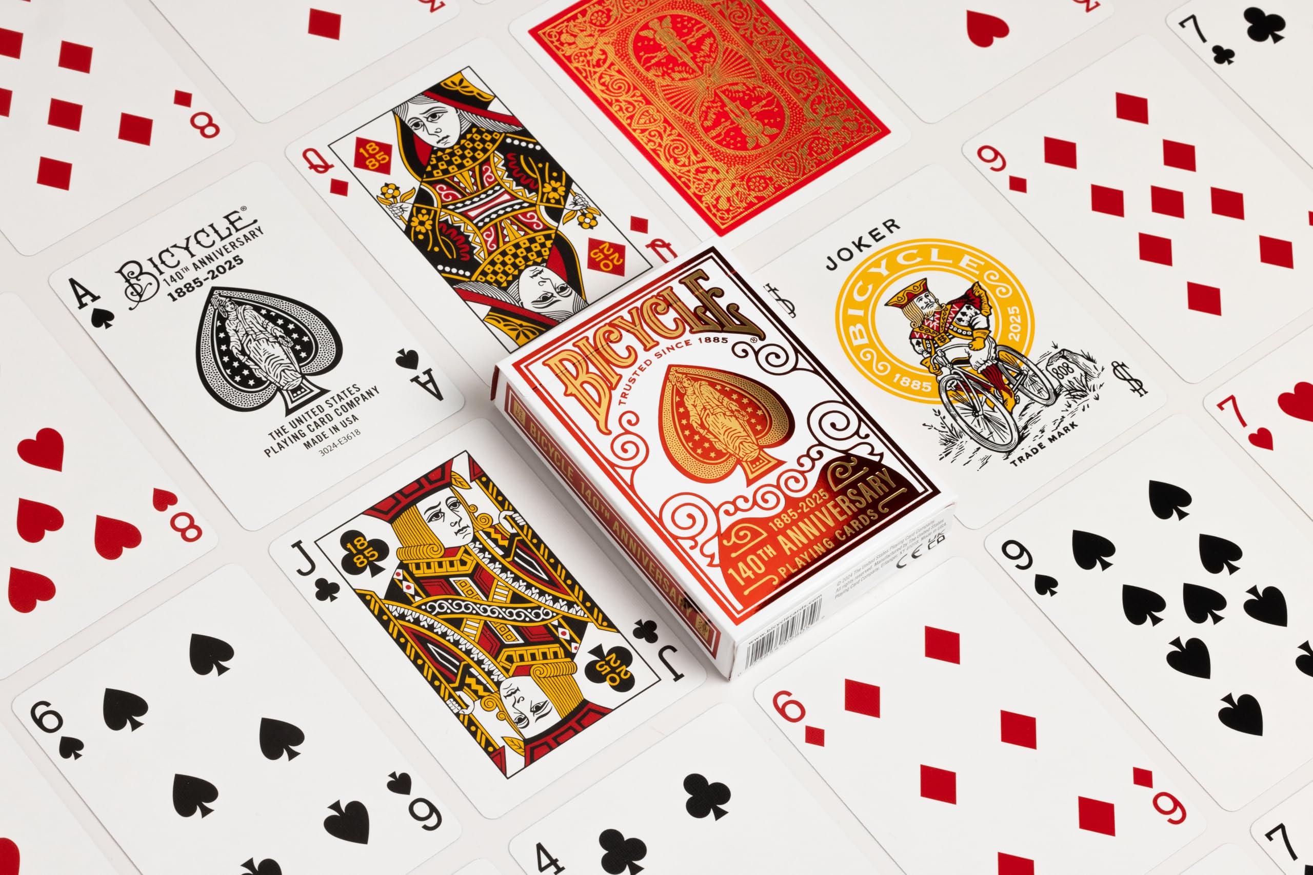 Bicycle 140th Anniversary Limited Edition Exclusive Playing Cards Set with 1 oz Pure Gold, 1 oz .999 Fine Silver, or Bronze Commemorative Collector Coin (Mystery Unboxing Coin)