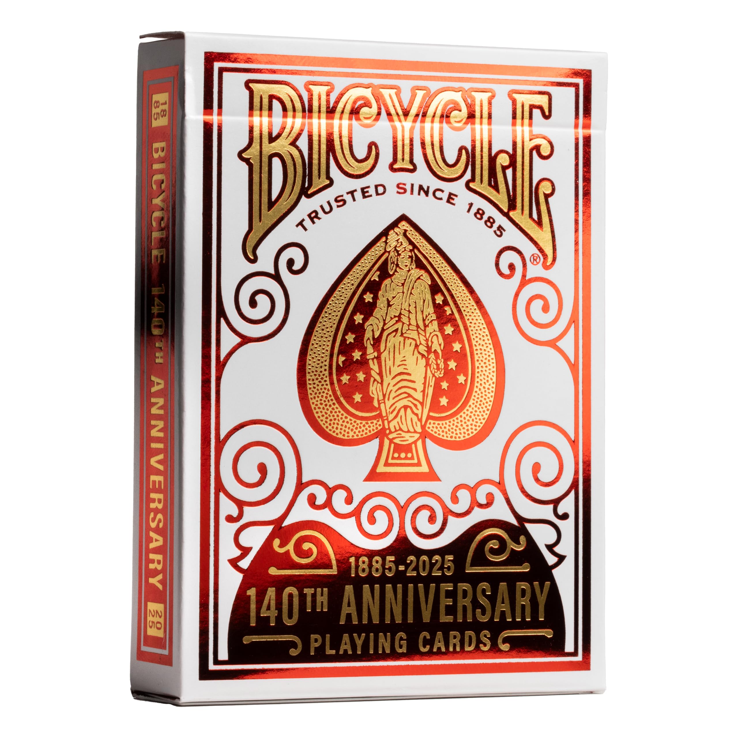 Bicycle 140th Anniversary Limited Edition Exclusive Playing Cards Set with 1 oz Pure Gold, 1 oz .999 Fine Silver, or Bronze Commemorative Collector Coin (Mystery Unboxing Coin)