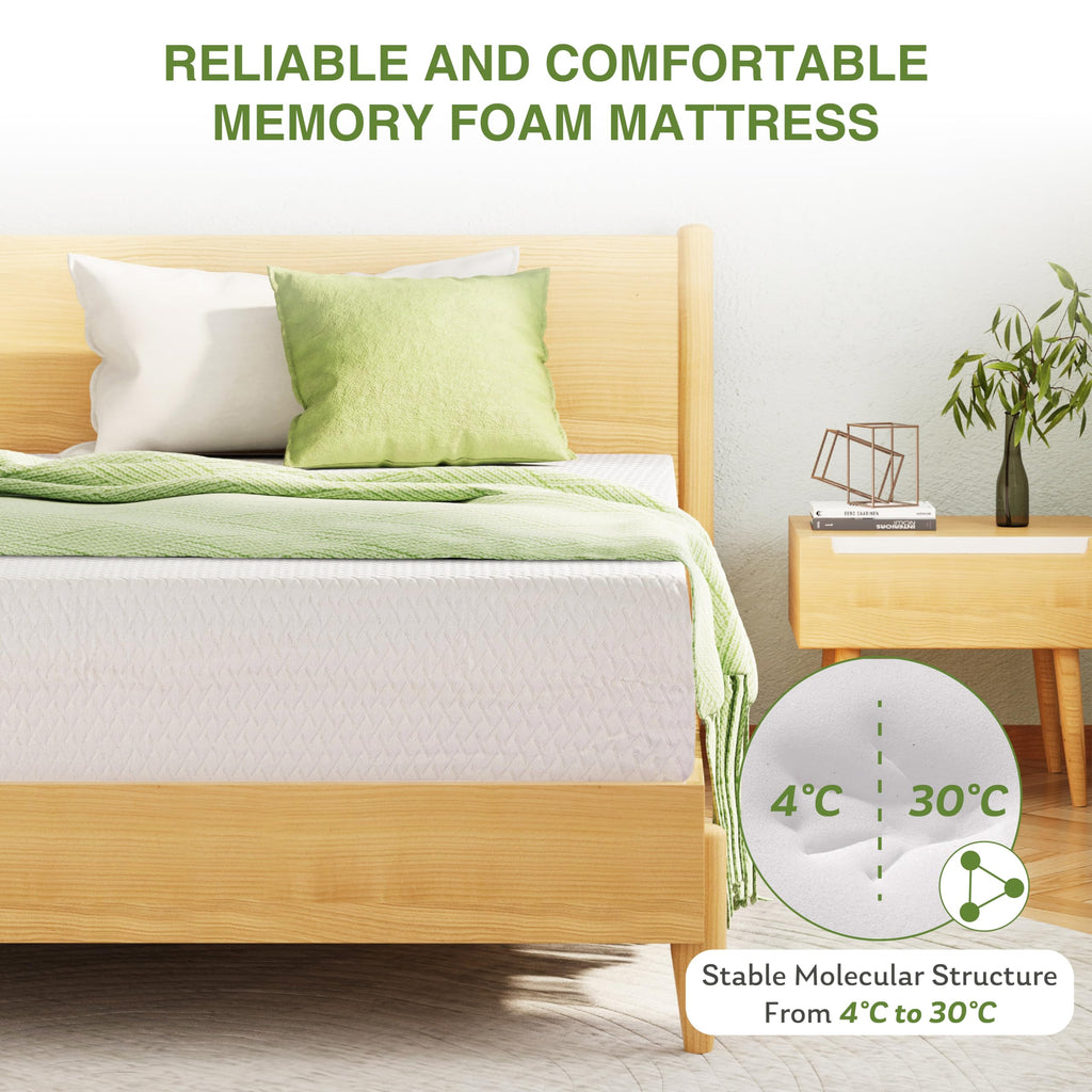 EGOHOME 14 Inch King Mattress, Memory Foam Mattress in a Box with Cooling Green Tea Gel, Relieve Pressure with Medium Support, CertiPUR-US Certified, 80''L x 76''W, White