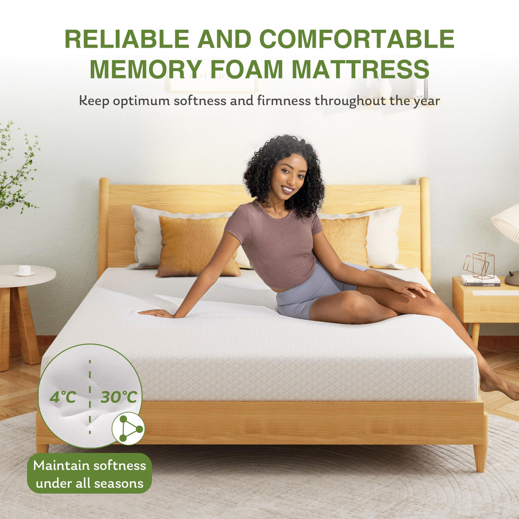 EGOHOME 14 Inch King Mattress, Memory Foam Mattress in a Box with Cooling Green Tea Gel, Relieve Pressure with Medium Support, CertiPUR-US Certified, 80''L x 76''W, White