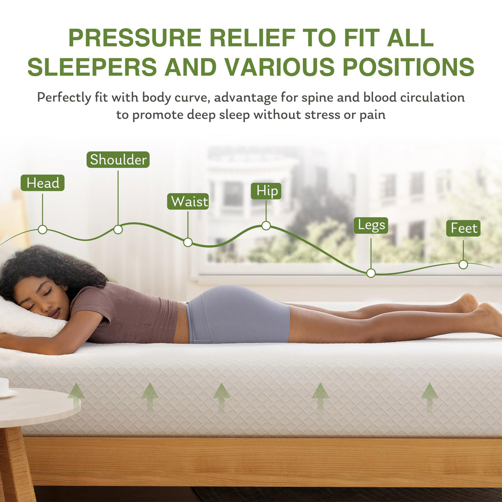 EGOHOME 14 Inch King Mattress, Memory Foam Mattress in a Box with Cooling Green Tea Gel, Relieve Pressure with Medium Support, CertiPUR-US Certified, 80''L x 76''W, White