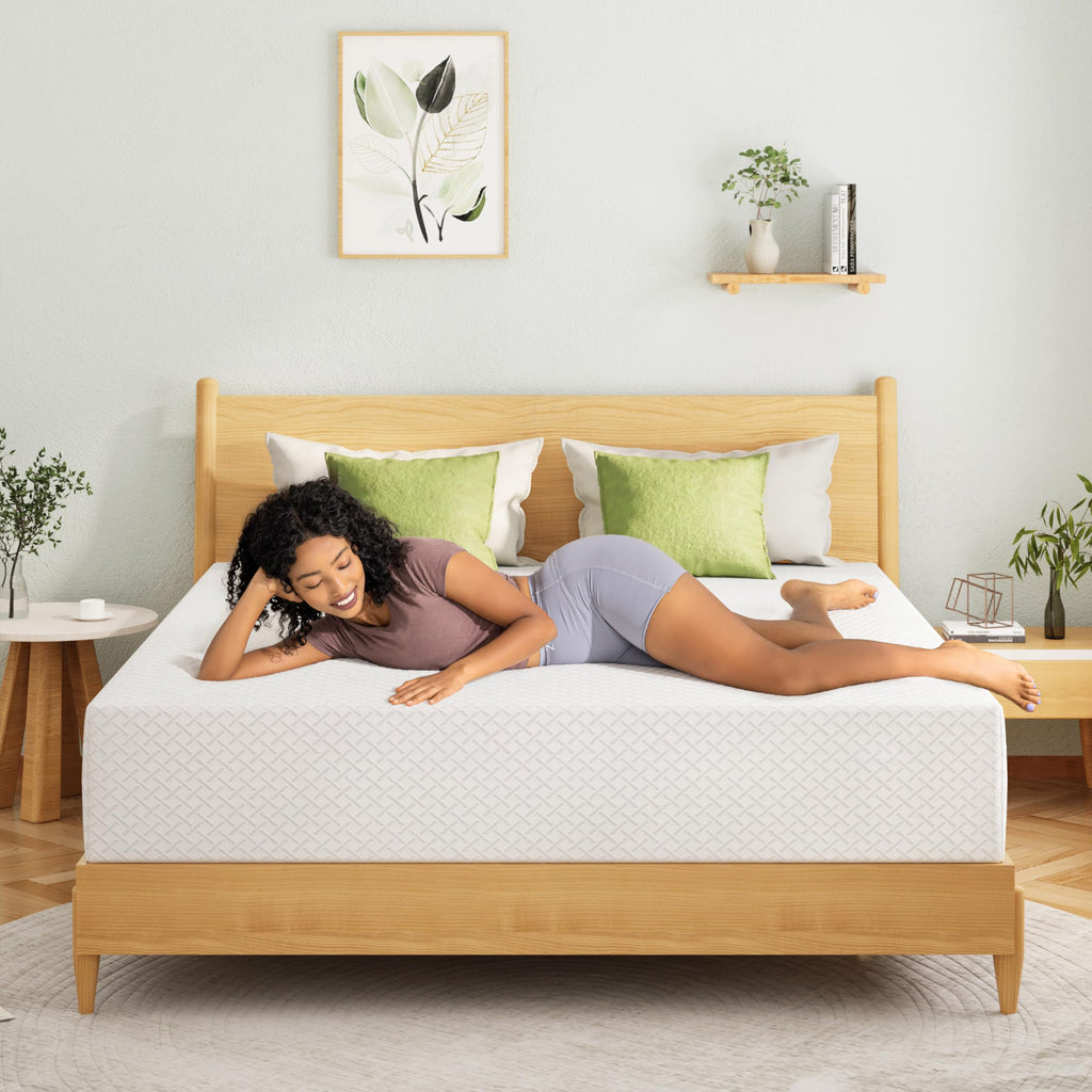 EGOHOME 14 Inch King Mattress, Memory Foam Mattress in a Box with Cooling Green Tea Gel, Relieve Pressure with Medium Support, CertiPUR-US Certified, 80''L x 76''W, White