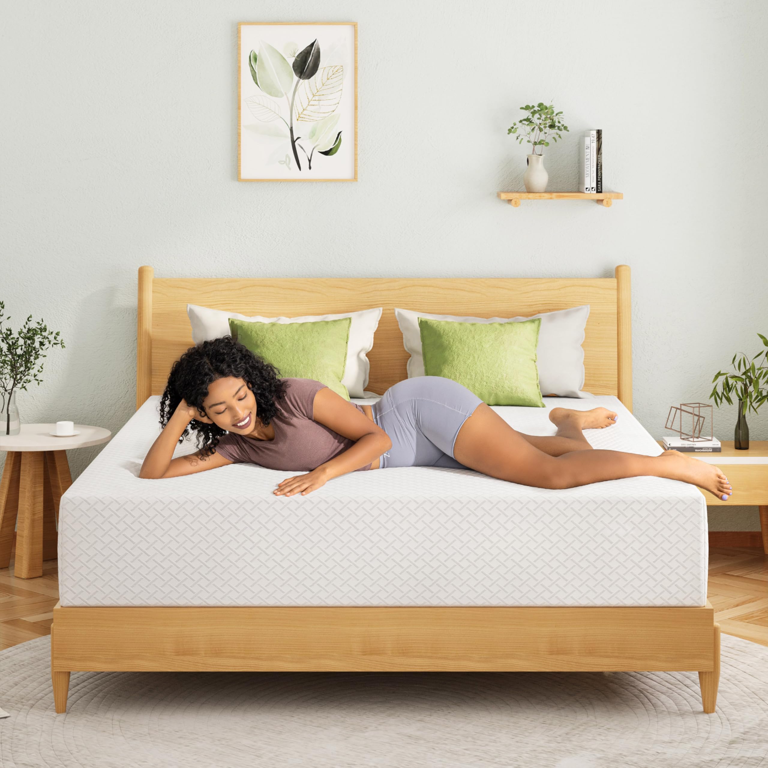 EGOHOME 14 Inch King Mattress, Memory Foam Mattress in a Box with Cooling Green Tea Gel, Relieve Pressure with Medium Support, CertiPUR-US Certified, 80''L x 76''W, White