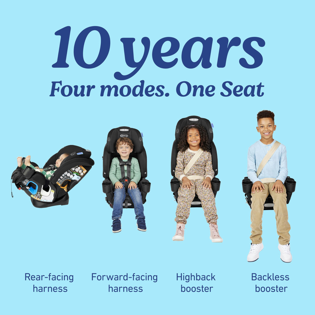 Graco 4Ever DLX 4-in-1 Car Seat, Charlie| Infant to Toddler Car Seat, with 10 Years of Use | Rear-Facing, Forward-Facing and Booster Modes | Safe, Comfortable and Convenient