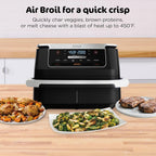 Ninja Foodi Air Fryer | 6-in-1 with 7-QT MegaZone & Basket Divider for Large Proteins & Full Meals | Cook 2 Foods at Once | 450° F | Air Fry, Roast, Broil, Dehydrate, Keep Warm & Bake | Black | DZ071