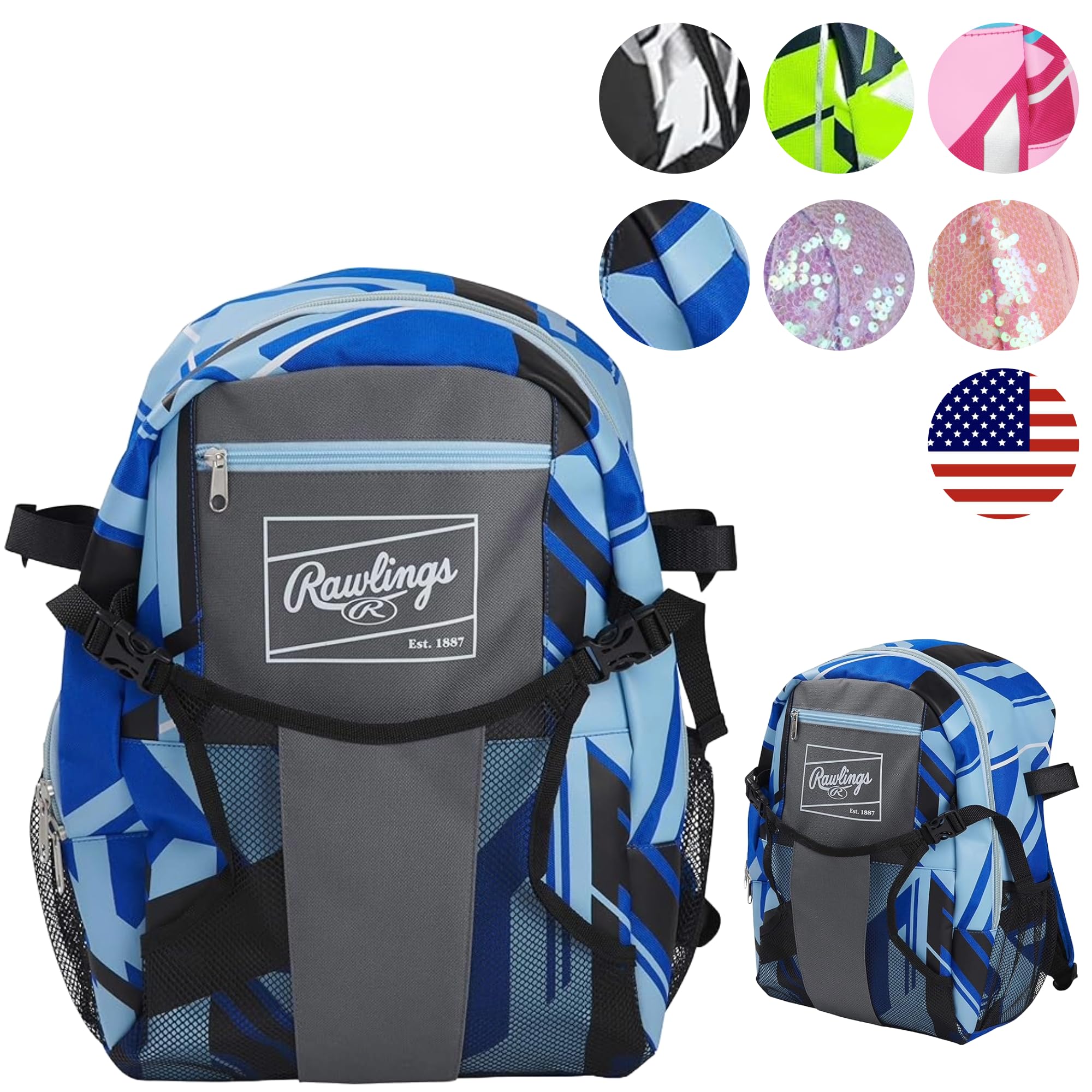 Rawlings | REMIX Backpack Equipment Bag | T-Ball & Youth Baseball/Softball-| USA,(Pack of 6)