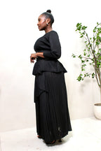 Elegant Black Pleated Set