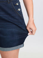 Stretchy Straight-Leg Denim Overall Jumpsuit