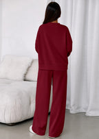 PRETTYGARDEN 2 Piece Sets For Women Fall Trendy Long Sleeve Sweatshirt Wide Leg Pants Loungewear Set Matching Sweatsuit