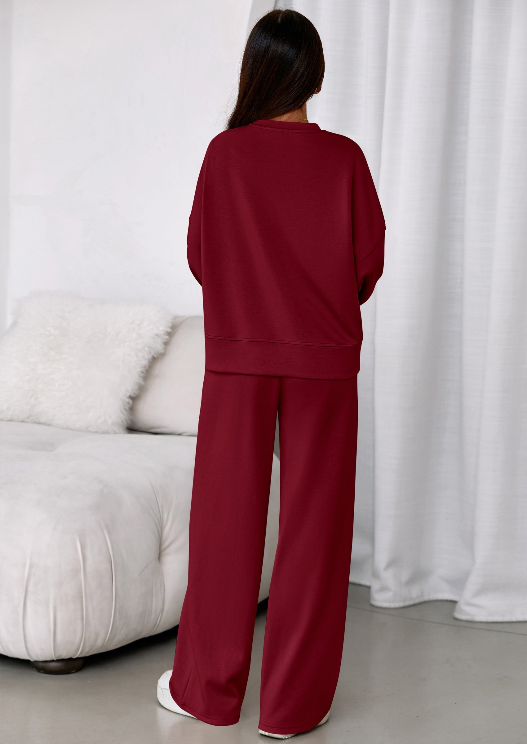 PRETTYGARDEN 2 Piece Sets For Women Fall Trendy Long Sleeve Sweatshirt Wide Leg Pants Loungewear Set Matching Sweatsuit