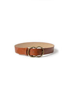Arlee Double Buckle Faux Leather Belt - Tan