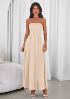 PRETTYGARDEN Cocktail Dresses for Women Summer Formal Elegant Tube Top Strapless Spring Wedding Guest Party Midi Dress