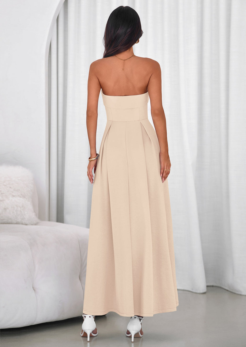 PRETTYGARDEN Cocktail Dresses for Women Summer Formal Elegant Tube Top Strapless Spring Wedding Guest Party Midi Dress