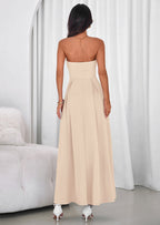 PRETTYGARDEN Cocktail Dresses for Women Summer Formal Elegant Tube Top Strapless Spring Wedding Guest Party Midi Dress