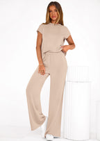 PRETTYGARDEN Womens 2 Piece Outfits Casual Cap Sleeve Lounge Set Summer Tracksuits Matching Sets Beach Fashion Travel Clothes