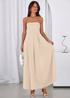 PRETTYGARDEN Cocktail Dresses for Women Summer Formal Elegant Tube Top Strapless Spring Wedding Guest Party Midi Dress