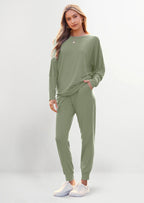 PRETTYGARDEN Women's Fall 2 Piece Lounge Set Long Sleeve Tops Ribbed Pants Spring Matching Sweatsuit Travel Outfits Clothes