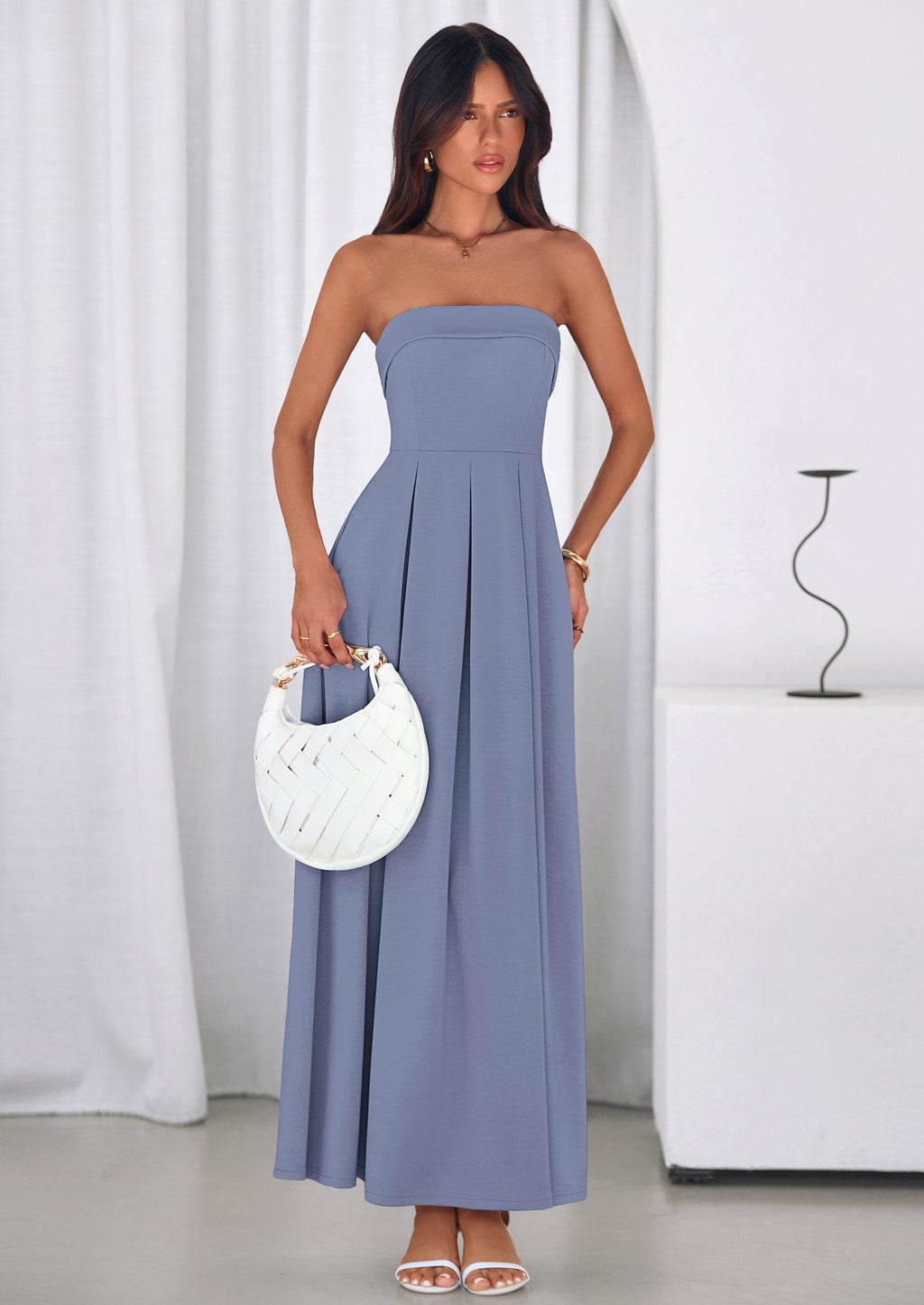 PRETTYGARDEN Cocktail Dresses for Women Summer Formal Elegant Tube Top Strapless Spring Wedding Guest Party Midi Dress