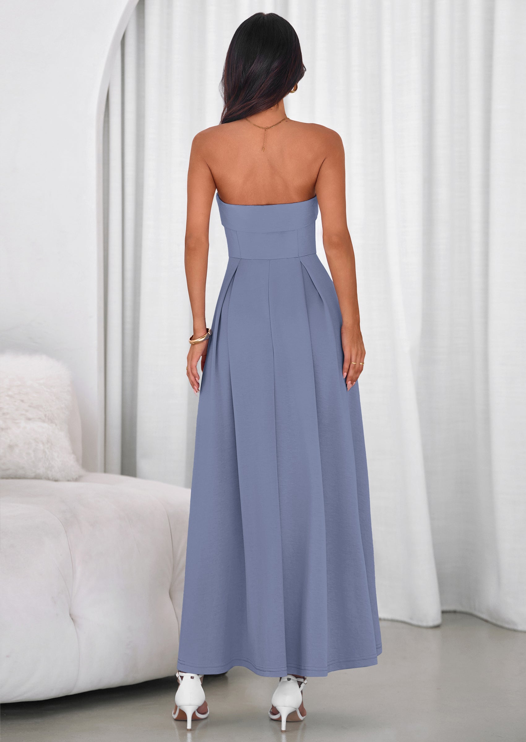 PRETTYGARDEN Cocktail Dresses for Women Summer Formal Elegant Tube Top Strapless Spring Wedding Guest Party Midi Dress