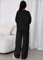 PRETTYGARDEN 2 Piece Sets For Women Fall Trendy Long Sleeve Sweatshirt Wide Leg Pants Loungewear Set Matching Sweatsuit