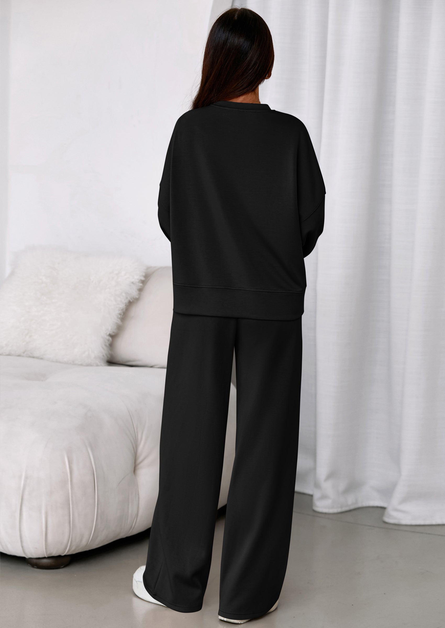 PRETTYGARDEN 2 Piece Sets For Women Fall Trendy Long Sleeve Sweatshirt Wide Leg Pants Loungewear Set Matching Sweatsuit