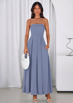 PRETTYGARDEN Cocktail Dresses for Women Summer Formal Elegant Tube Top Strapless Spring Wedding Guest Party Midi Dress