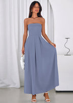 PRETTYGARDEN Cocktail Dresses for Women Summer Formal Elegant Tube Top Strapless Spring Wedding Guest Party Midi Dress