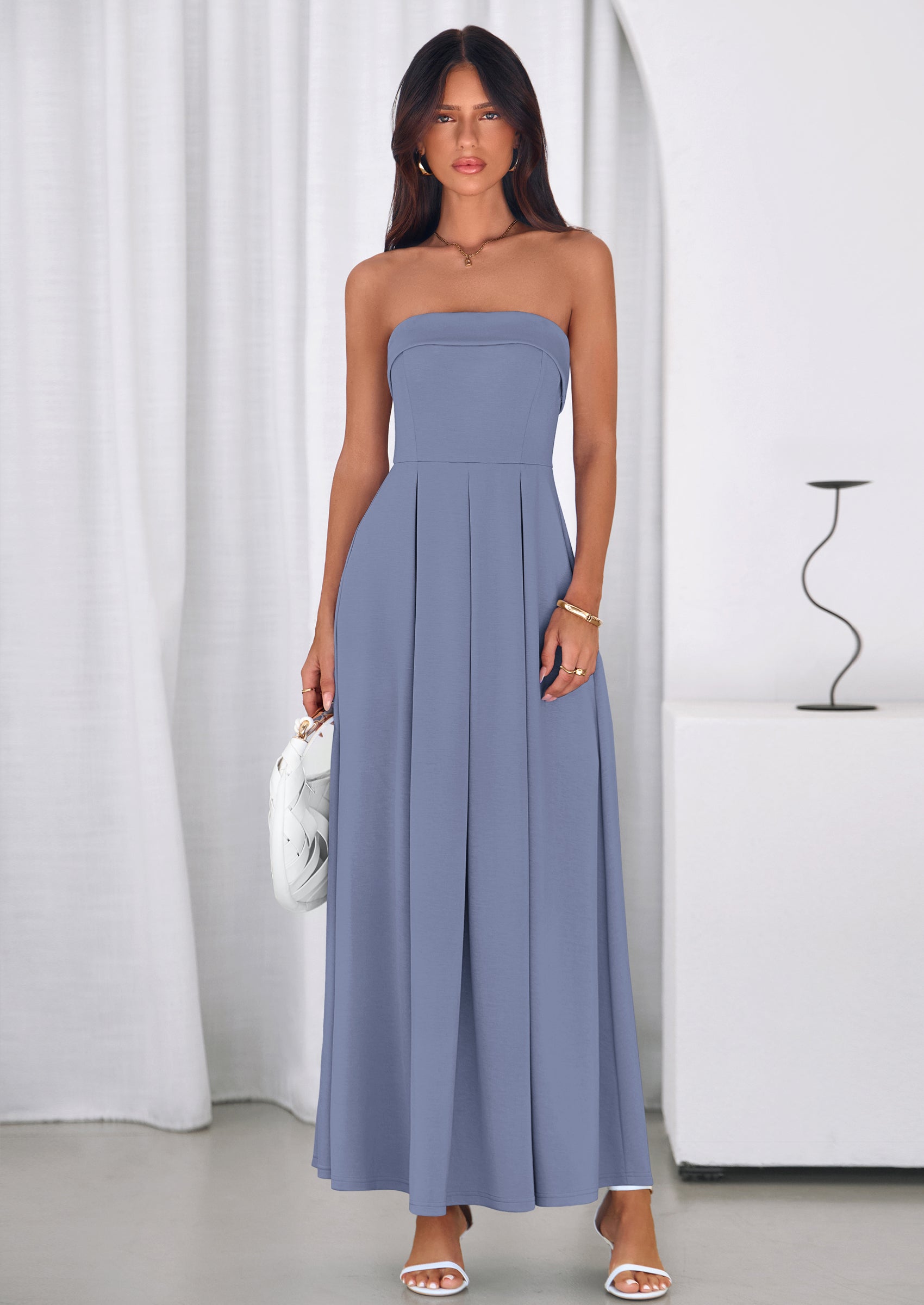 PRETTYGARDEN Cocktail Dresses for Women Summer Formal Elegant Tube Top Strapless Spring Wedding Guest Party Midi Dress