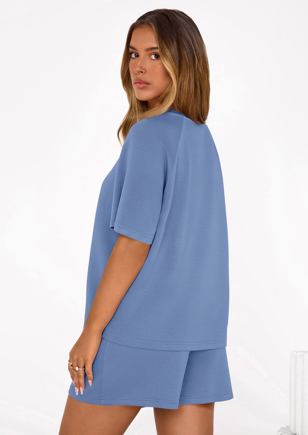 PRETTYGARDEN Women's 2 Piece Lounge Sets Short Sleeve Shirts Casual Tops Shorts Matching Clothing Summer Airport Outfits