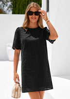 PRETTYGARDEN Women's Summer Casual Short Dresses Embroidered Lace Short Sleeve Boho Mini Dress Beach Vacation Clothes