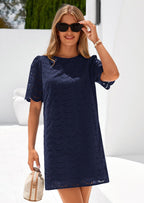 PRETTYGARDEN Women's Summer Casual Short Dresses Embroidered Lace Short Sleeve Boho Mini Dress Beach Vacation Clothes