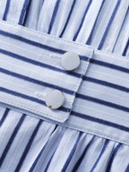 Striped Notched Lapel Collar Midi Dress