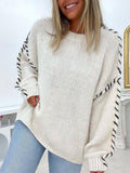 Women's Sweater Casual Soft Pure Color Ribbed Crew Neck Knitted Long Sleeve Regular Tops
