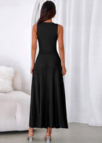 PRETTYGARDEN Women's Summer Casual Dresses Spring Sleeveless V Neck Midi Business Work A Line Pleated Cocktail Dress