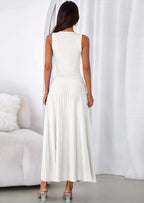 PRETTYGARDEN Women's Summer Casual Dresses Spring Sleeveless V Neck Midi Business Work A Line Pleated Cocktail Dress