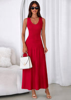 PRETTYGARDEN Women's Summer Casual Dresses Spring Sleeveless V Neck Midi Business Work A Line Pleated Cocktail Dress