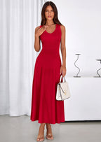 PRETTYGARDEN Women's Summer Casual Dresses Spring Sleeveless V Neck Midi Business Work A Line Pleated Cocktail Dress