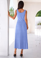PRETTYGARDEN Spring Dresses for Women 2026 Summer Casual Sleeveless Square Neck A Line Knit Pleated Midi Cocktail Party Dress