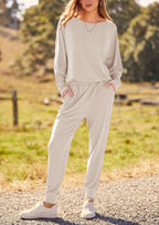 PRETTYGARDEN Women's Fall 2 Piece Lounge Set Long Sleeve Tops Ribbed Pants Spring Matching Sweatsuit Travel Outfits Clothes