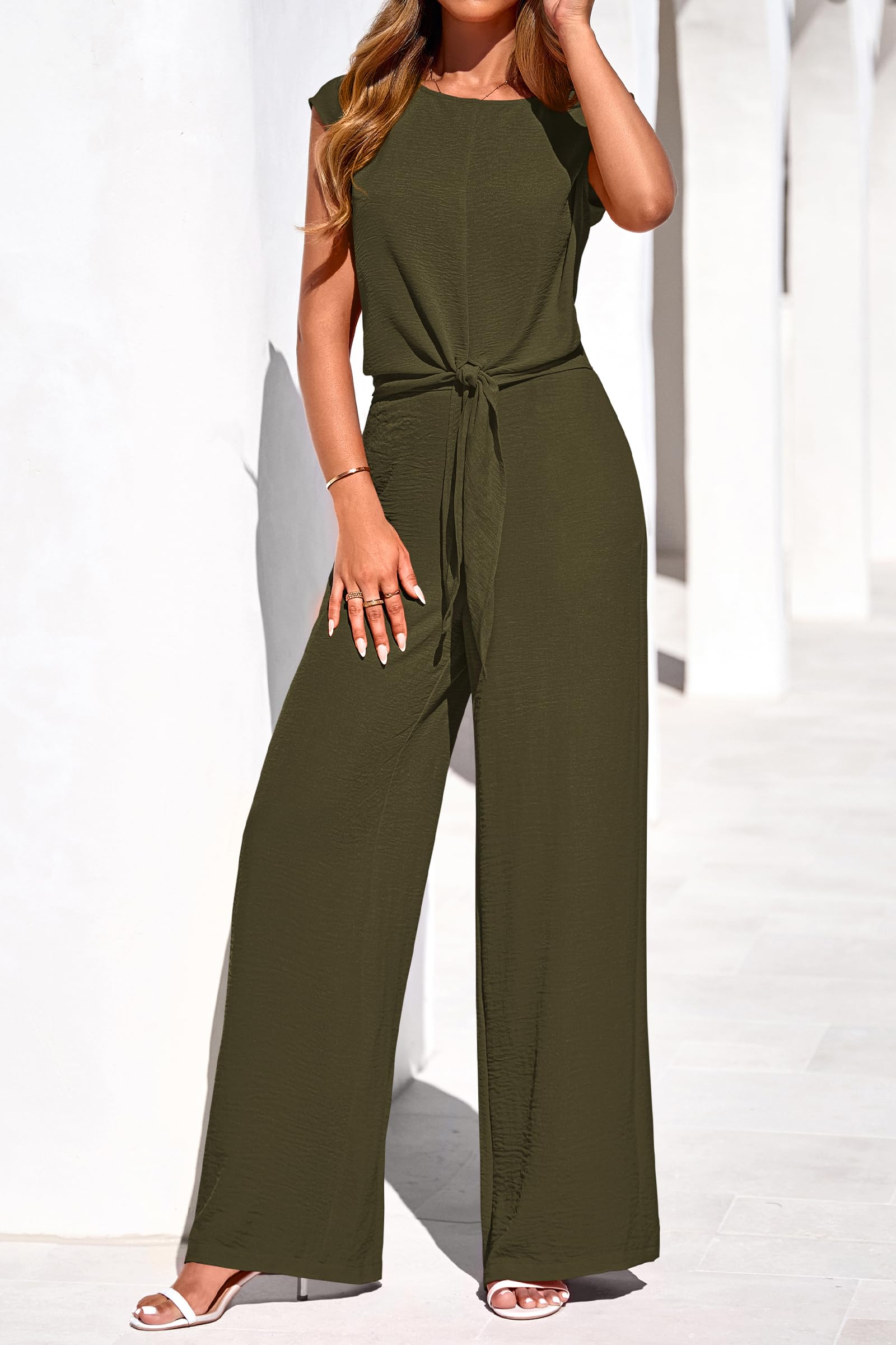 PRETTYGARDEN Women 2 Piece Lounge Sets Casual Summer Outfits Cap Sleeve Strappy Crop Tops Wide Leg Pant Tracksuit