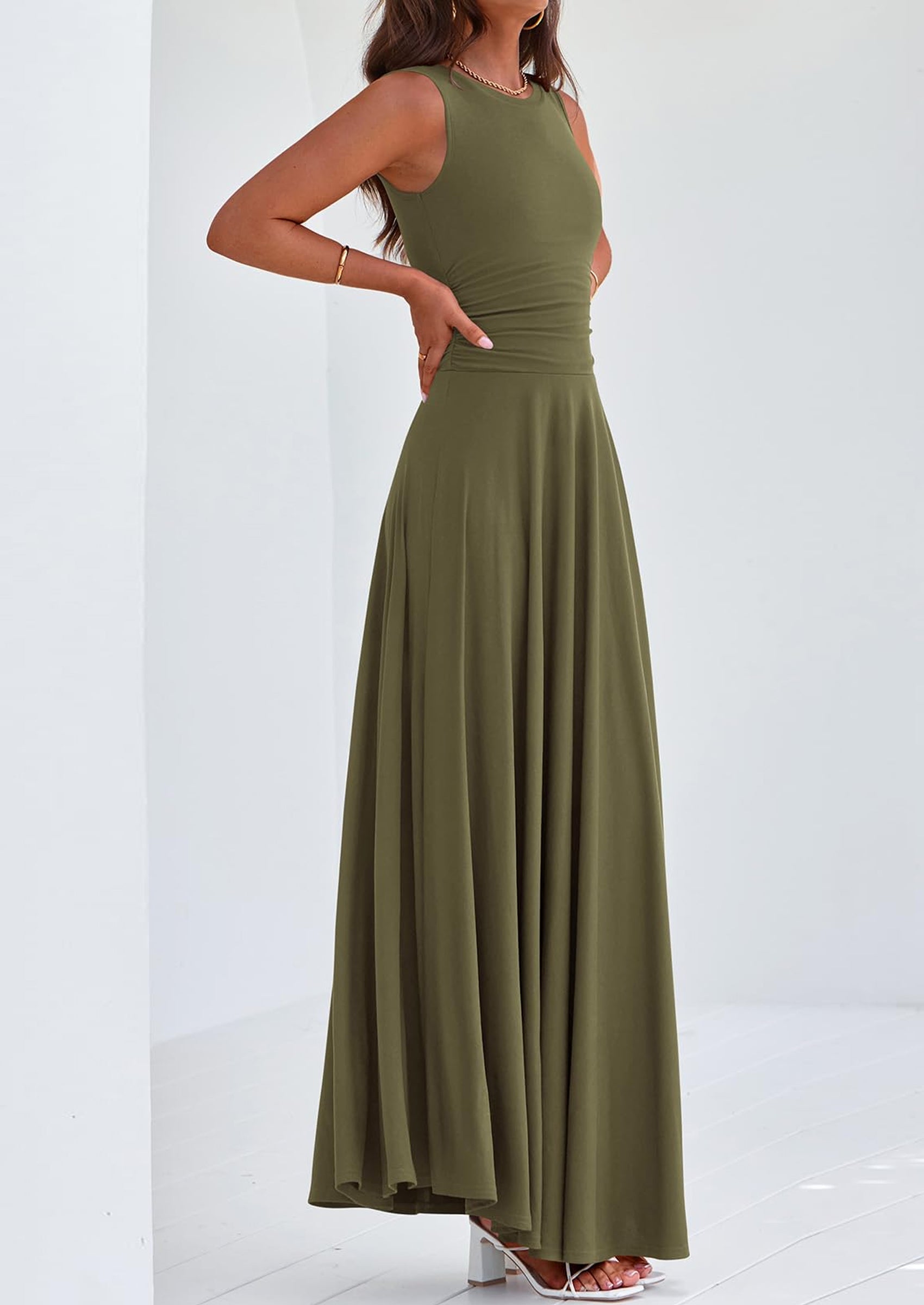 PRETTYGARDEN Womens Spring Dresses Casual Sleeveless Crewneck Aline Maxi Dress Stretch Tank Flowy Long Dresses