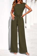 PRETTYGARDEN Women 2 Piece Lounge Sets Casual Summer Outfits Cap Sleeve Strappy Crop Tops Wide Leg Pant Tracksuit