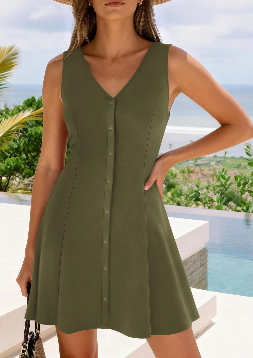 PRETTYGARDEN Short Summer Dresses for Women Casual A Line V Neck Vacation Beach Dress