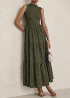 PRETTYGARDEN Dresses for Women Casual Eyelet Sleeveless Wedding Guest Maxi Dress Tank Top Sundress with Pockets