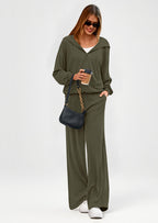 PRETTYGARDEN Women's 2 Piece Fall Lounge Sets Zip Up Hoodie Wide Leg Pants Tracksuit Matching Travel Outfits Clothes
