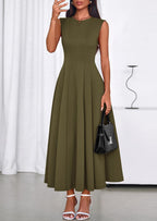 PRETTYGARDEN Sleeveless Crewneck Summer Maxi Dresses for Women Elegant Classy Semi Formal A Line Modest Party Dress